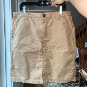 Tan Esprit Miniskirt with Orange Stitching Size 2